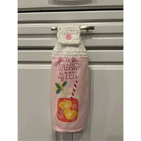 Crochet Top Kitchen Towel- You’re my sugar in my tea - Picture 1 of 2
